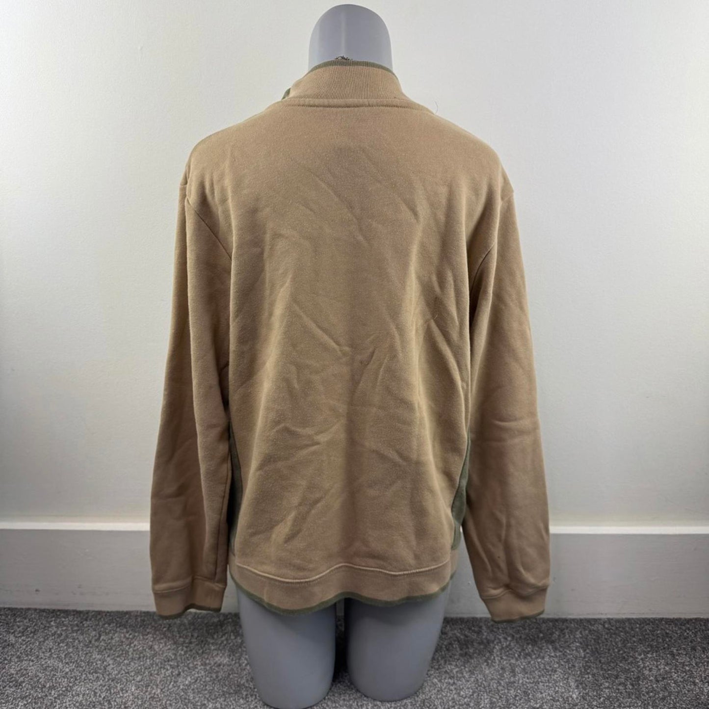Y2K vintage Nike zip up jumper stripe high neck beige khaki stripy silver
