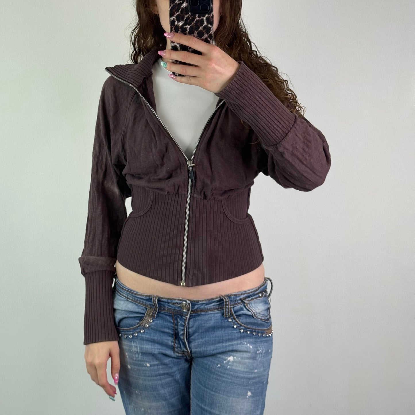 Y2K vintage Diesel chunky waistband fitted zip up jumper cinched