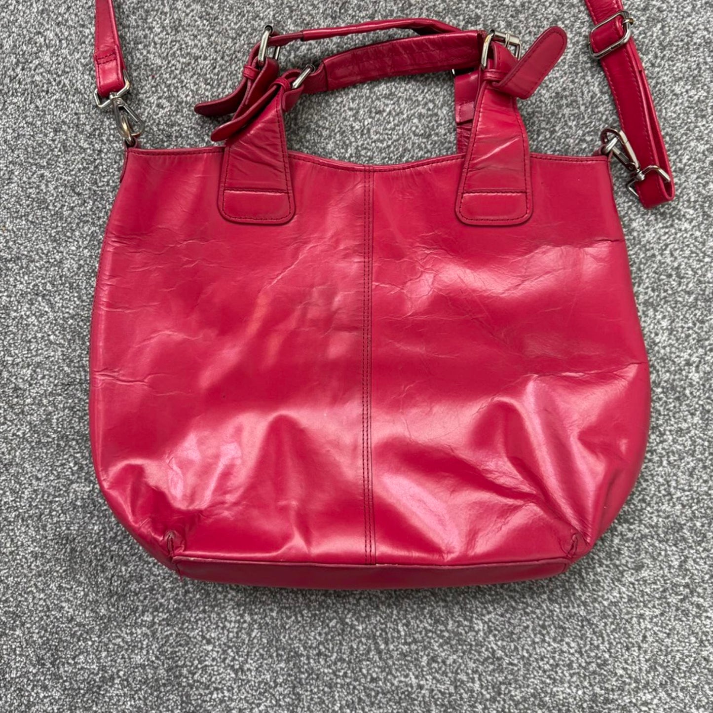 Y2K vintage faux leather pink  large handbag tote crossbody strap
