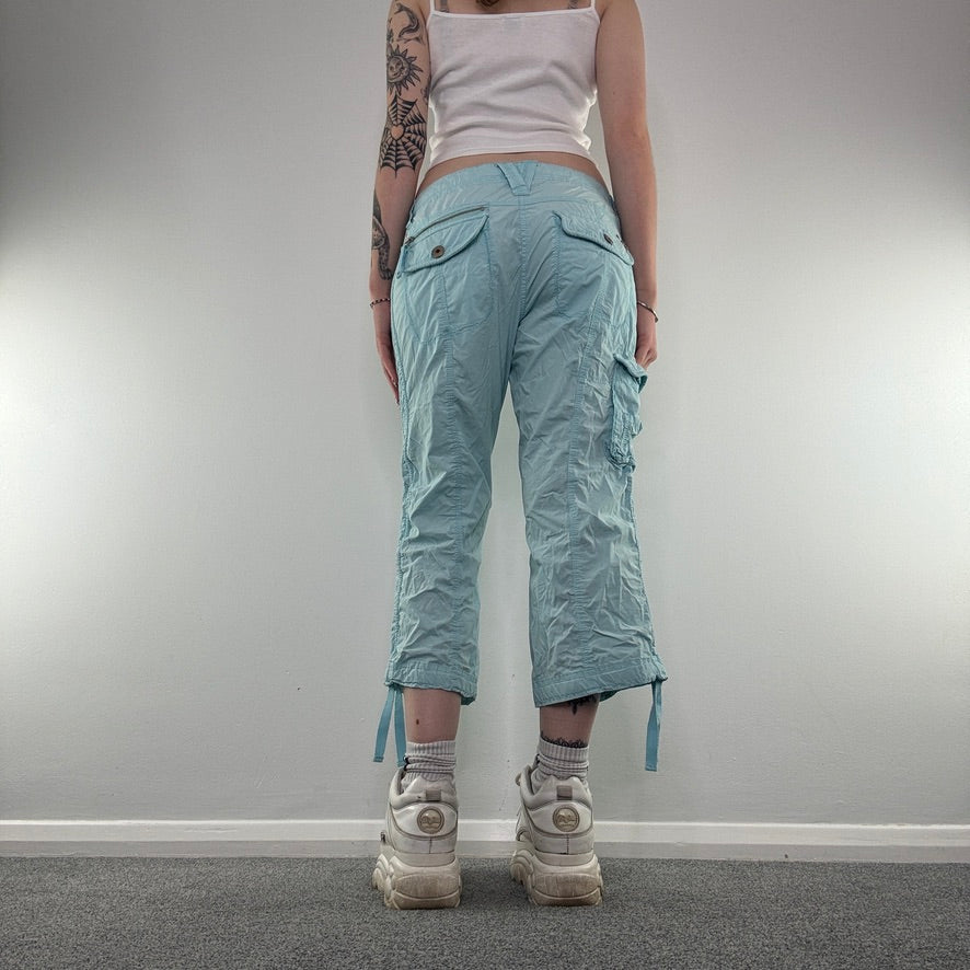 Y2K mid rise baggy capri cargo trousers