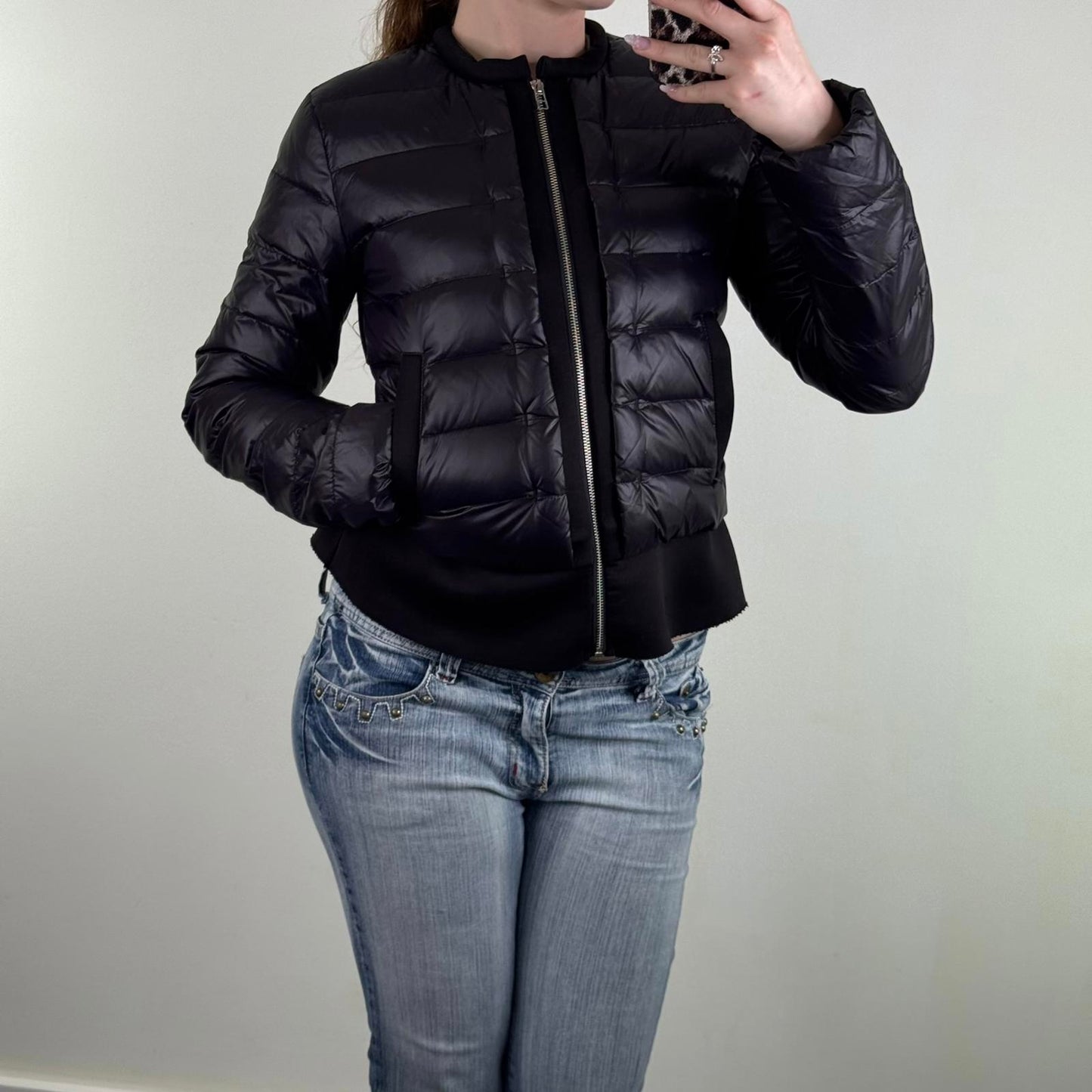 maje puffer jacket coat padded zip up round neckline quilted feather down