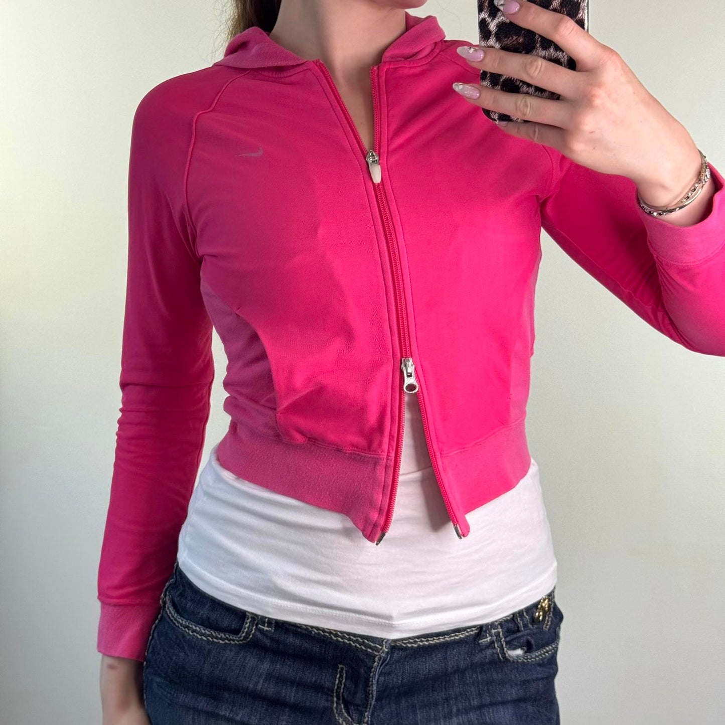 Y2K vintage Nike Studio cropped zip up hoodie dri-fit mesh fitted sporty