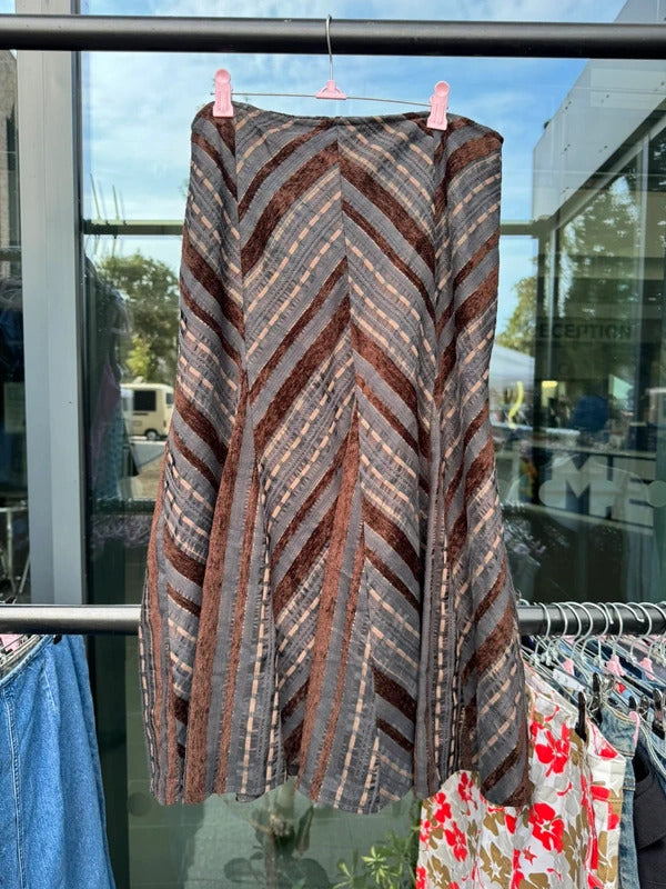 Vintage Y2K stripe maxi skirt a line patchwork boho