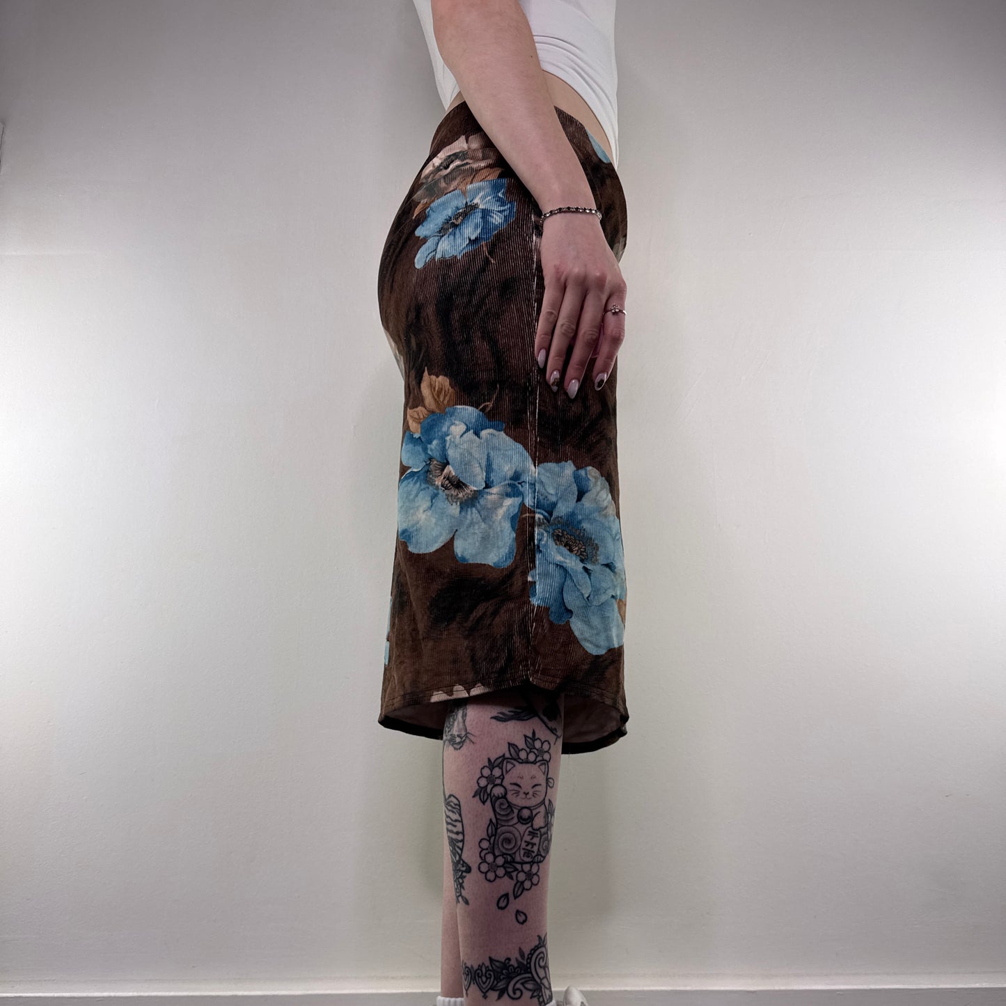 Y2K vintage floral stretchy midi skirt
