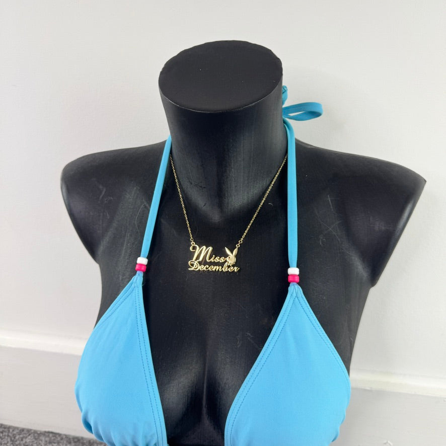 Y2K vintage blue halter neck bikini top