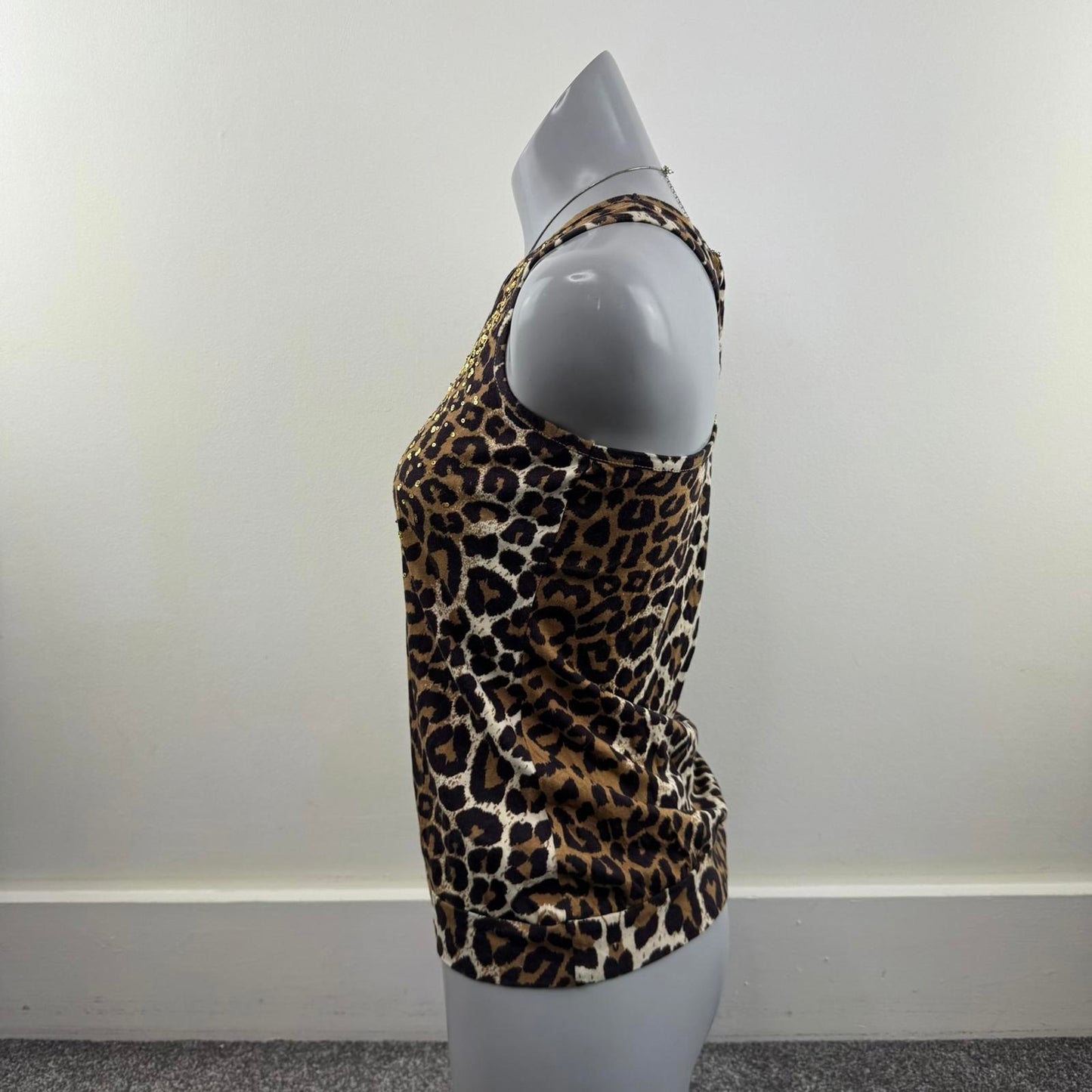 Y2K vintage leopard print sequin tank top racerback v neck sporty