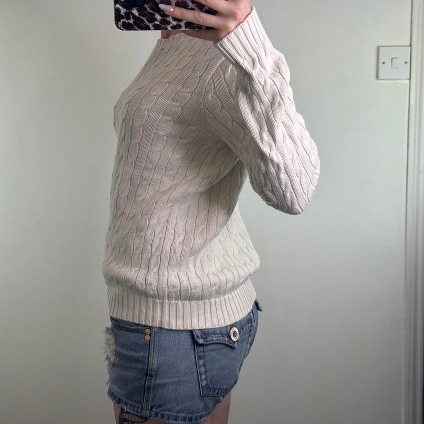Y2K vintage Ralph Lauren cable knit jumper cream knitted