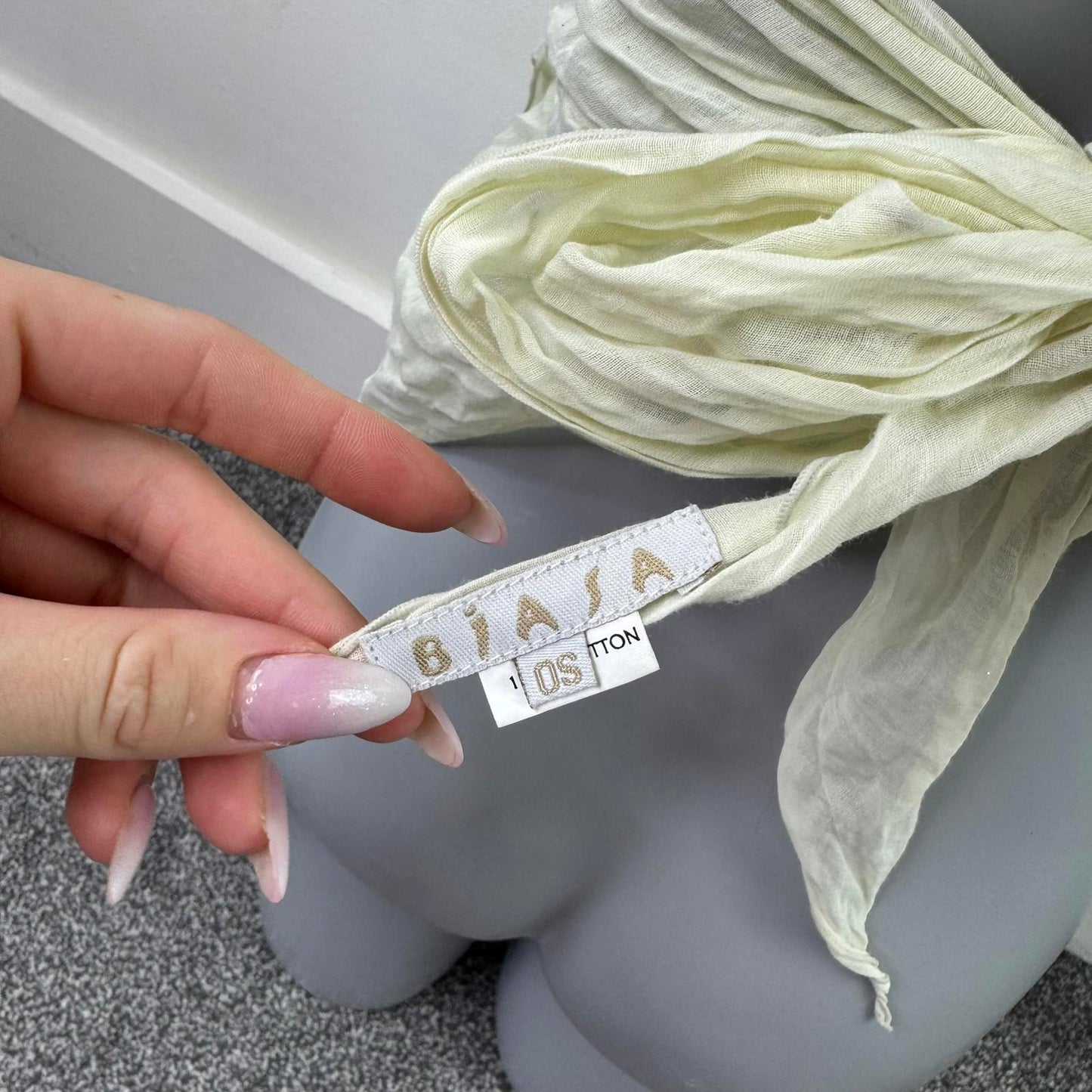 Y2K vintage layered strapless bandeau top bow cotton pale yellow asymmetrical