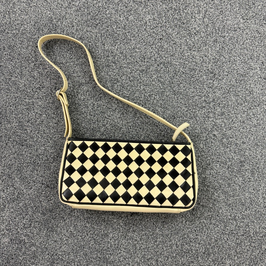 90s Y2K vintage chequered leather mini shoulder bag