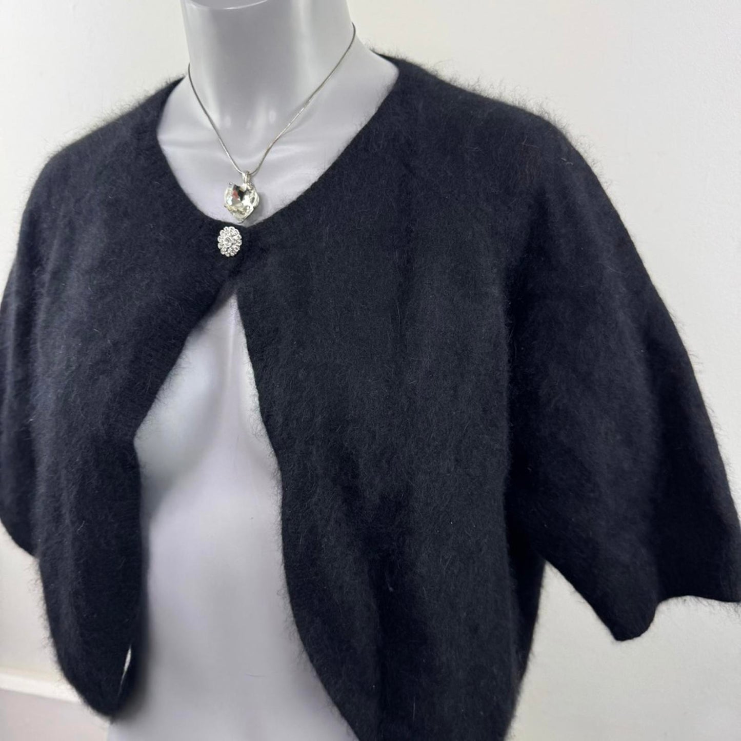 Y2K vintage angora blend cropped cardigan half sleeve button cape
