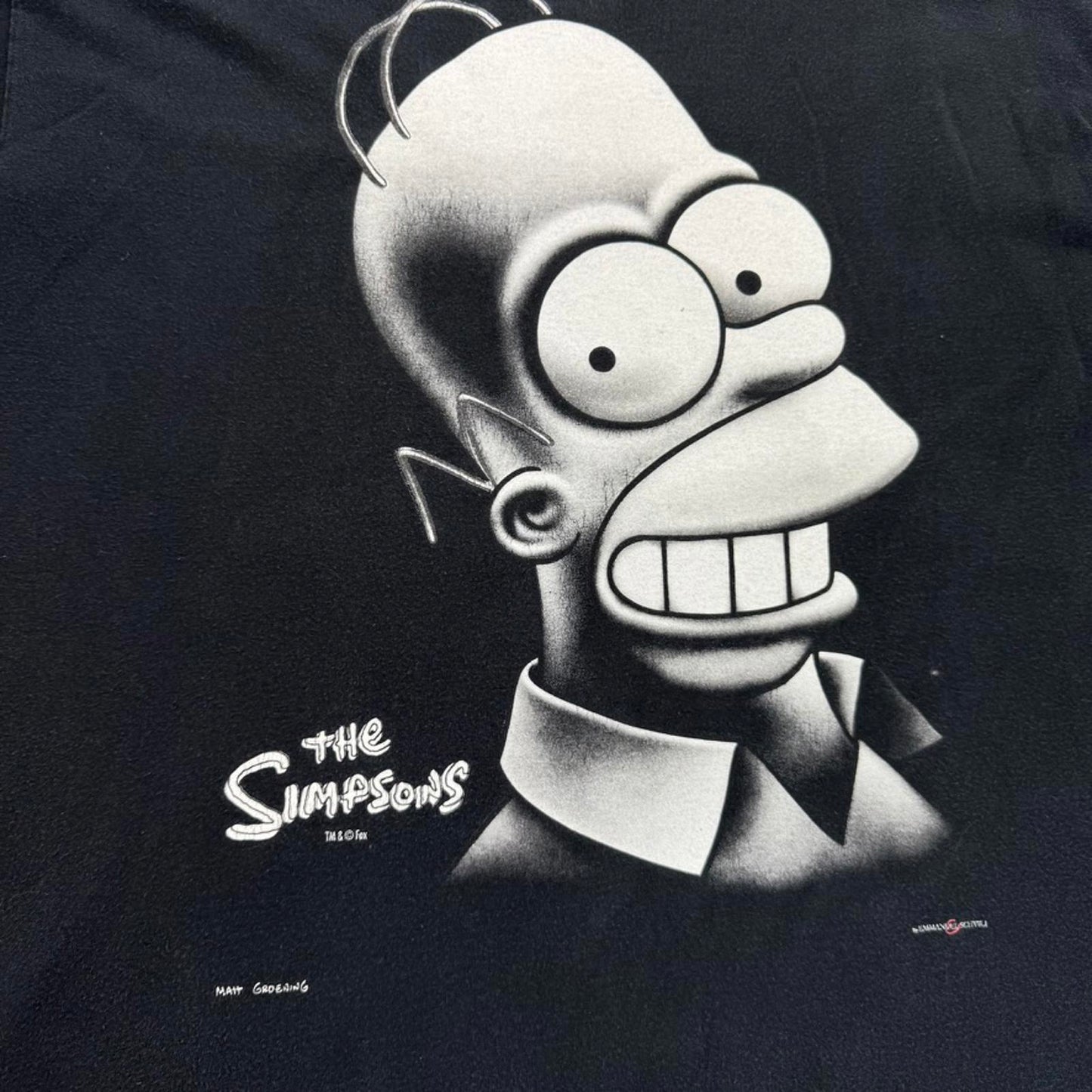 Vintage Homer Simpson graphic print t shirt big face black white jeans