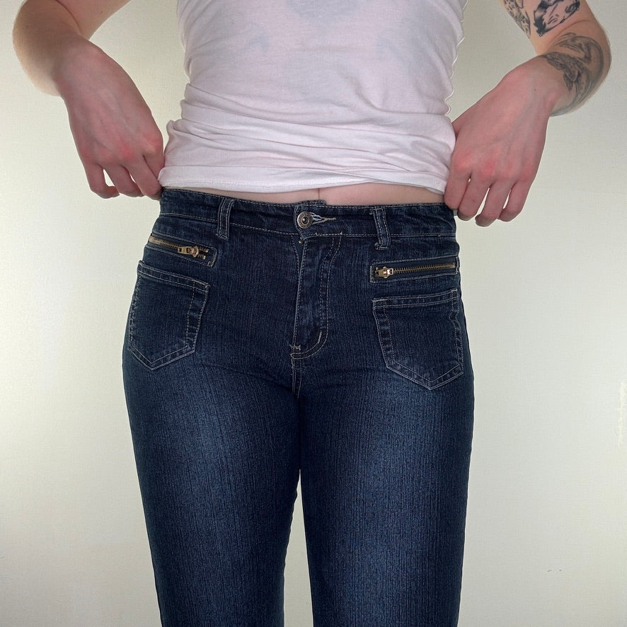 Y2K vintage dark faded stretchy denim cropped jeans