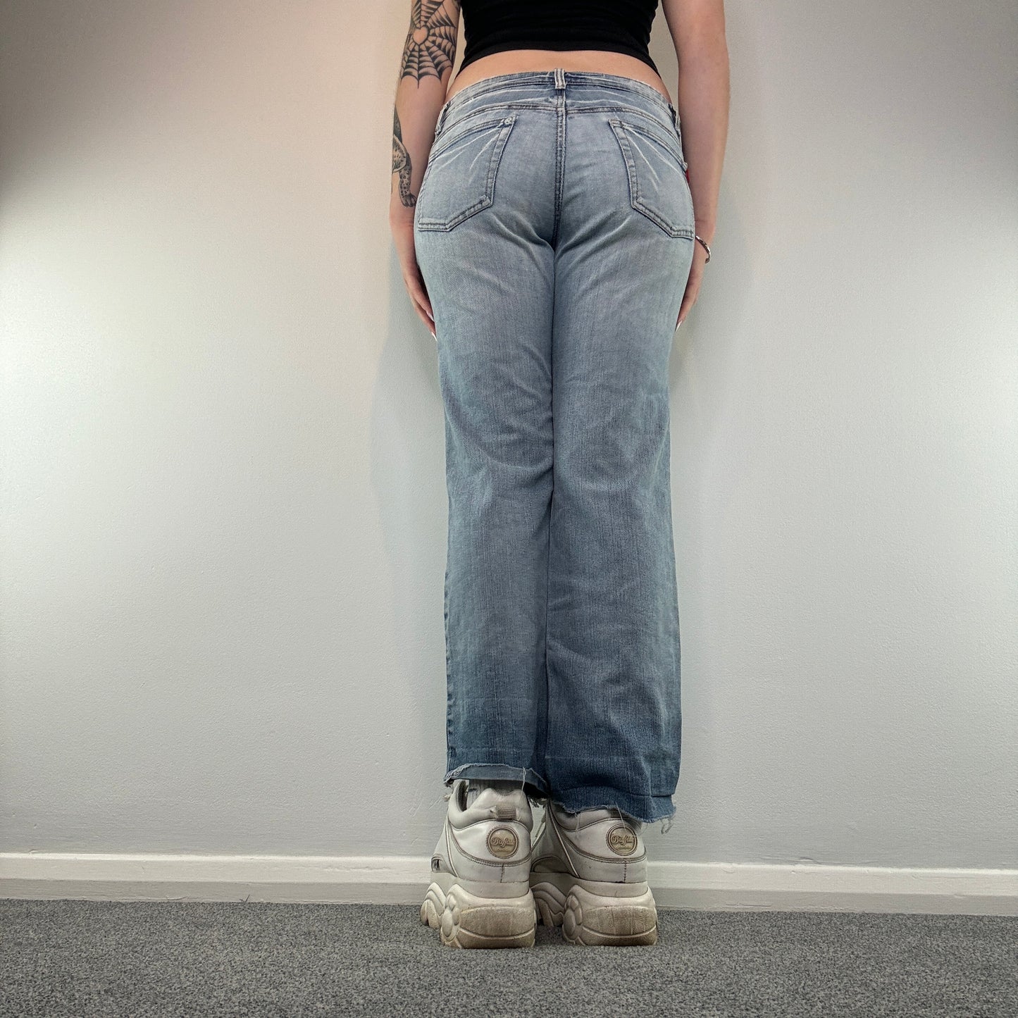 Y2K low rise studded bootcut jeans