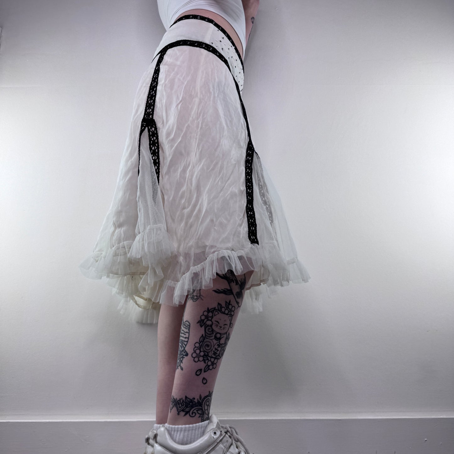 Y2K vintage frilly beaded midi skirt