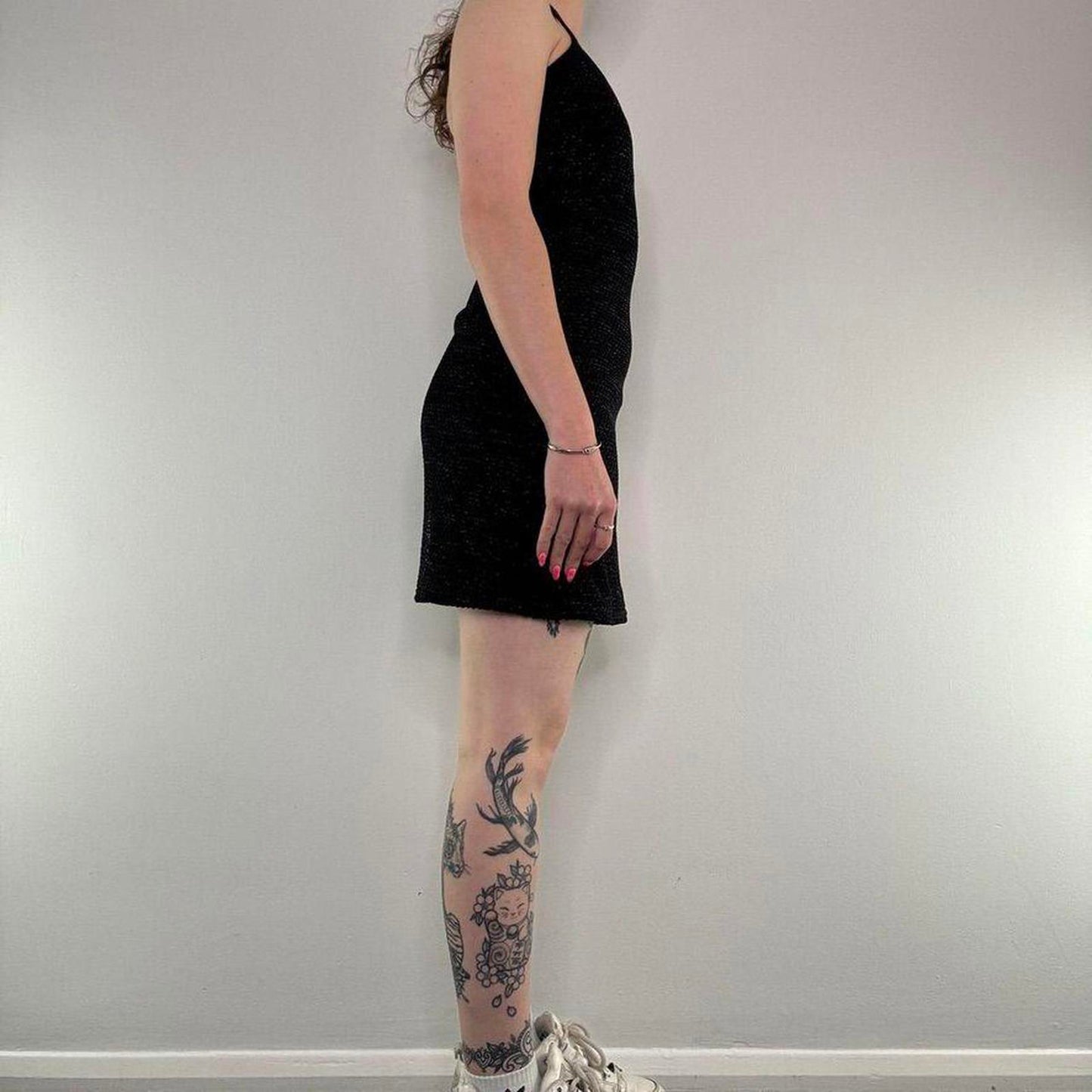 Y2K vintage stretchy sparkly halter neck netted mini dress fishnet glittery