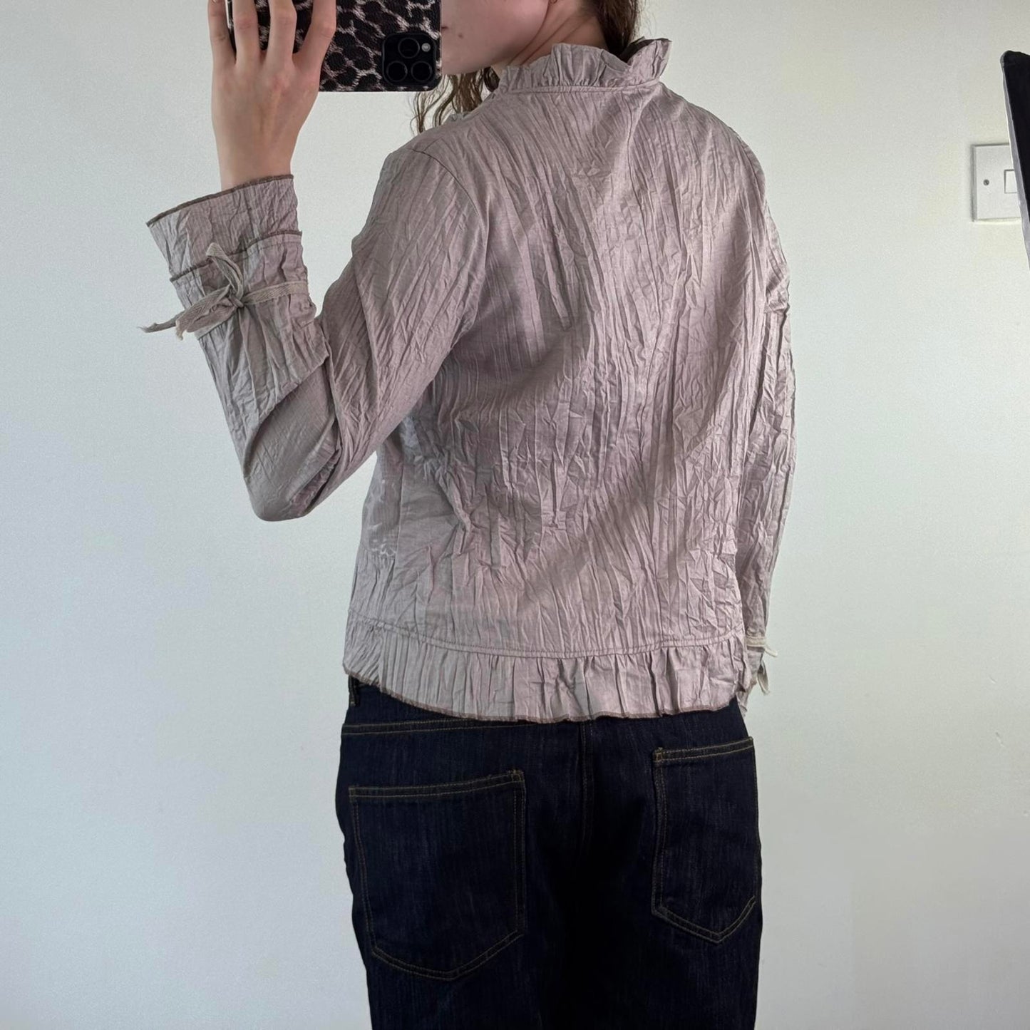 Y2K vintage archive lightweight button up jacket floral print ruffle bows