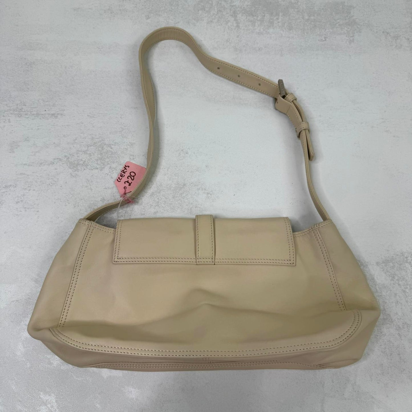 Y2K vintage shoulder bag with matching cosmetic bag cream silver studded