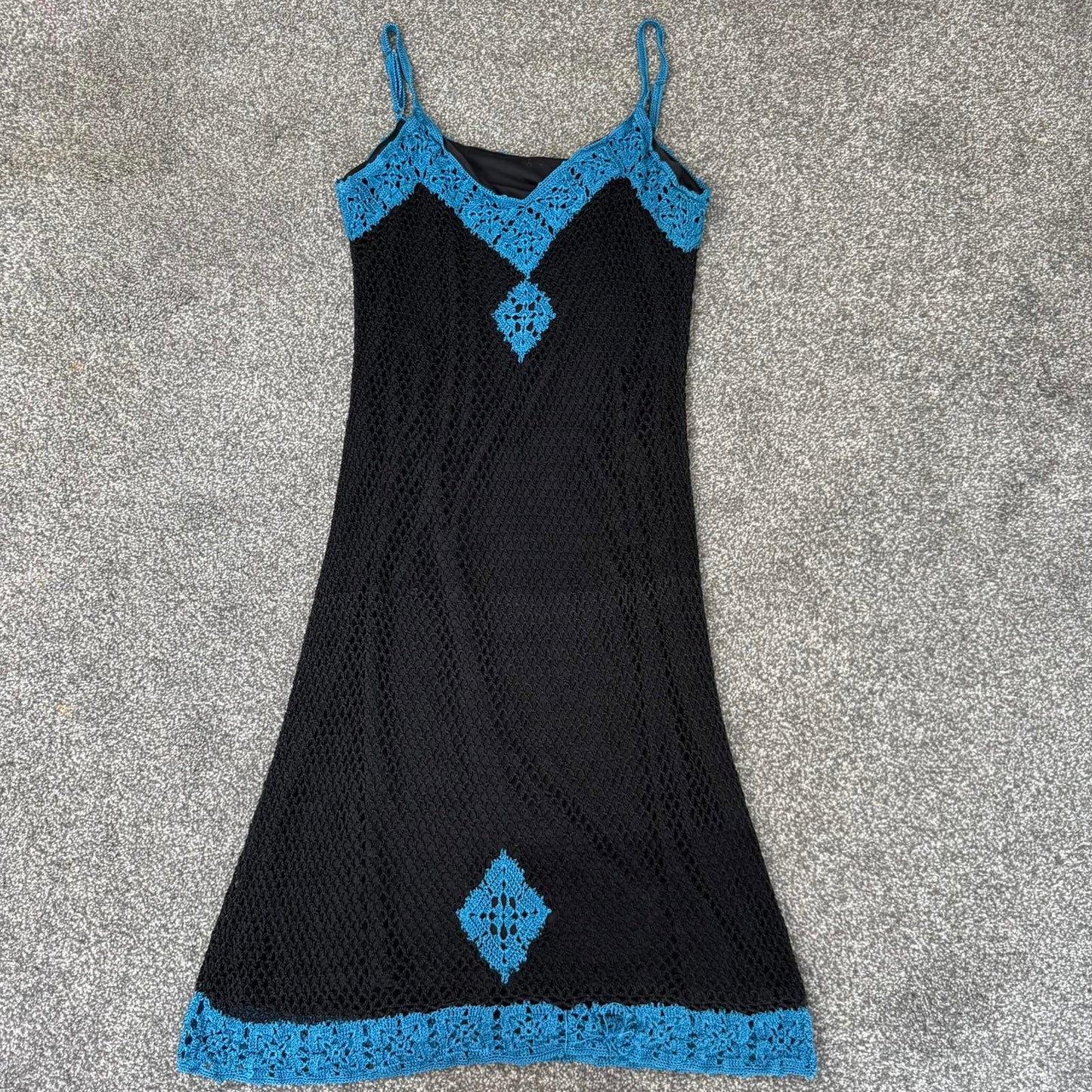 Y2K vintage crochet mini dress v neck summer festival