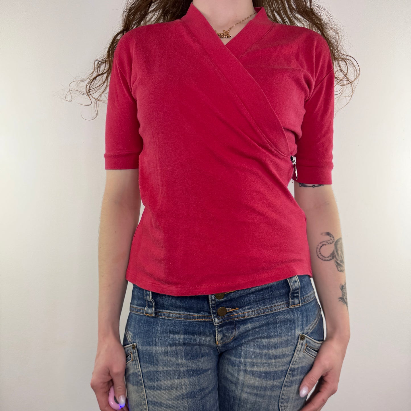 Y2K vintage Bay zipper wrap style top