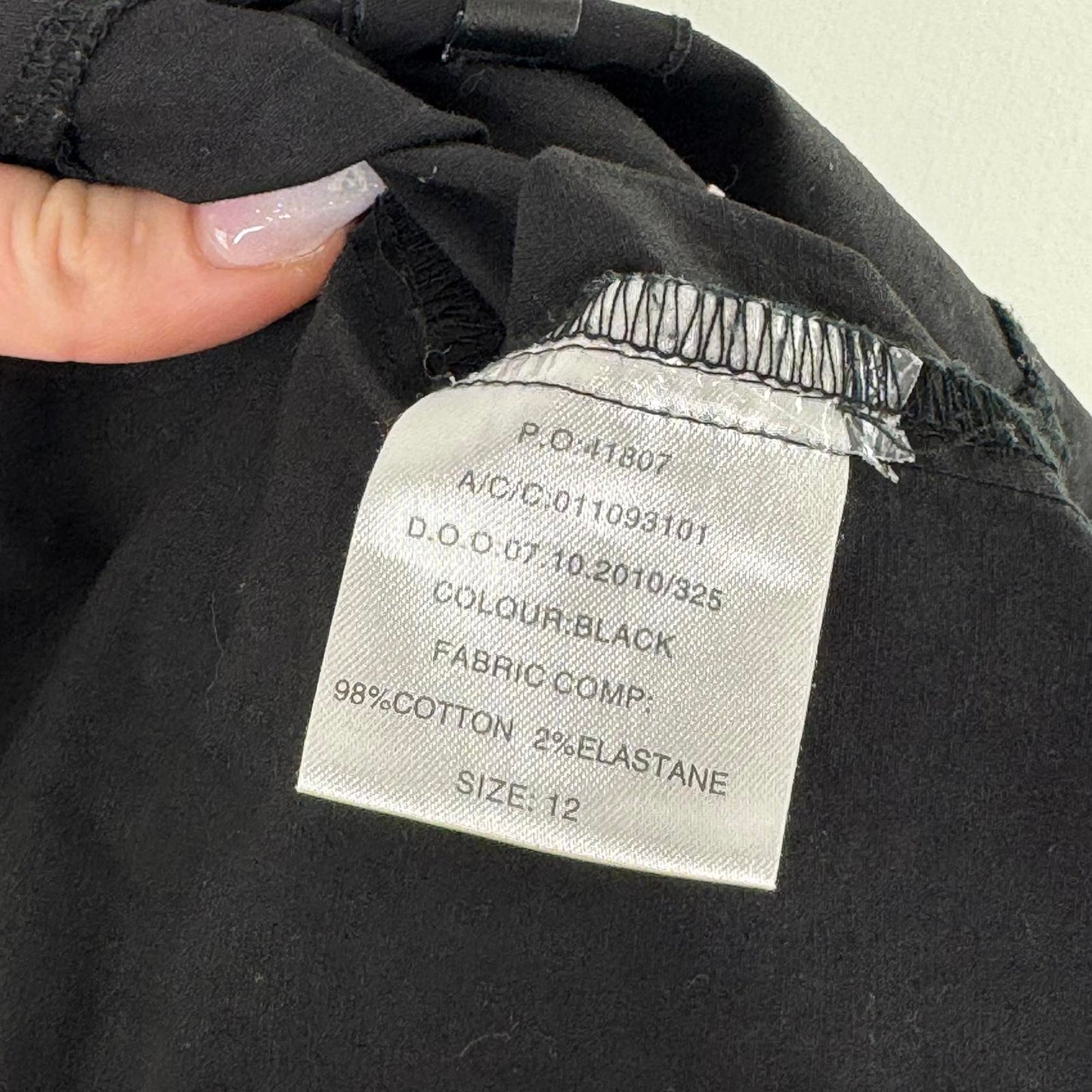 Vintage Jane Norman button up shirt 3/4 sleeve popper v neck fitted black buckle