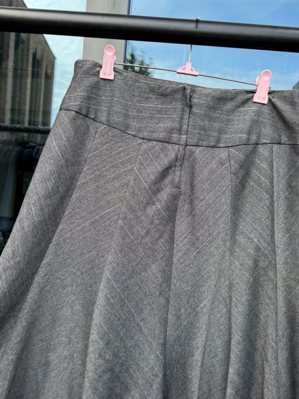 Y2K vintage midi skirt pinstripe a line sparkly grey glitter