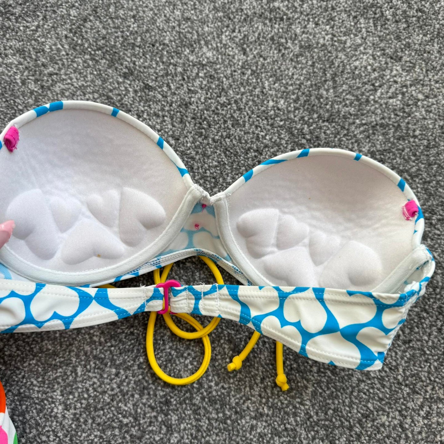 Y2K vintage heart strapless bikini top