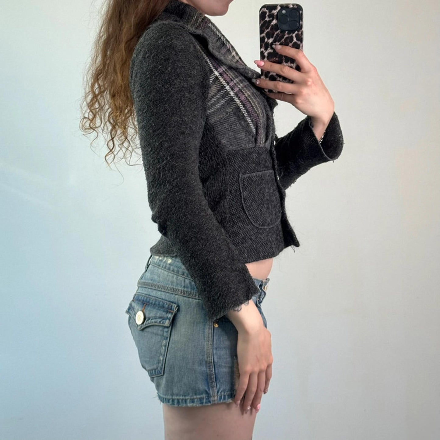 Y2K vintage archive tartan plaid button up wool blazer jacket fitted tailored