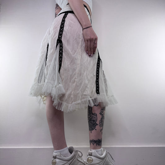 Y2K vintage frilly beaded midi skirt