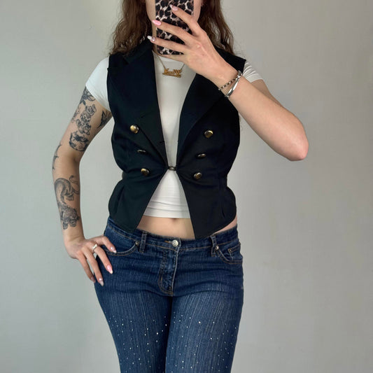 Y2K vintage waist coat military hook and eye fitted top