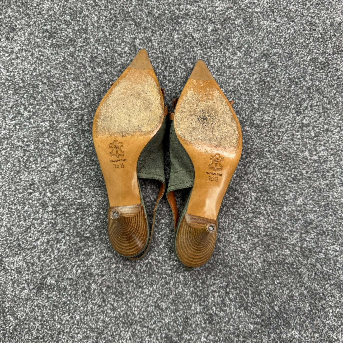 Y2K vintage denim kitten heels pointed leather fringe buckle snaffle bit archive