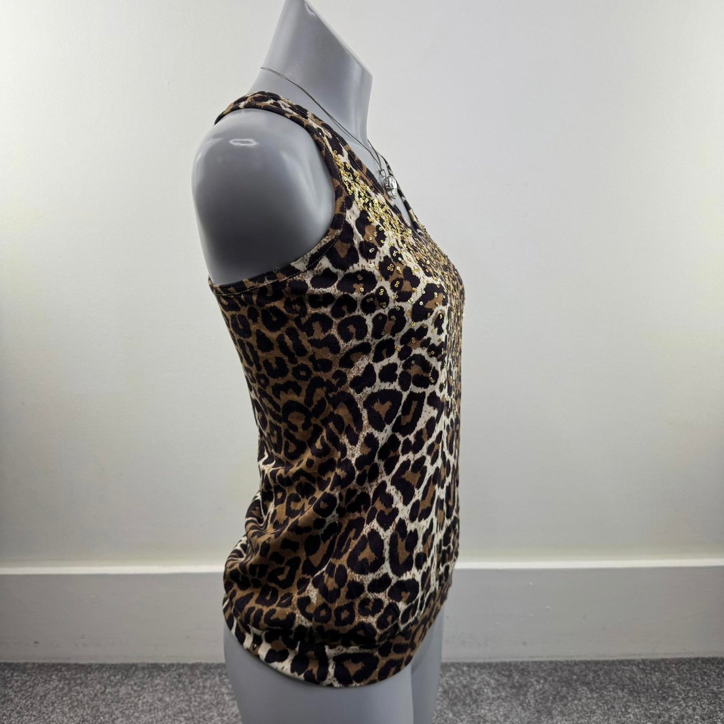 Y2K vintage leopard print sequin tank top racerback v neck sporty