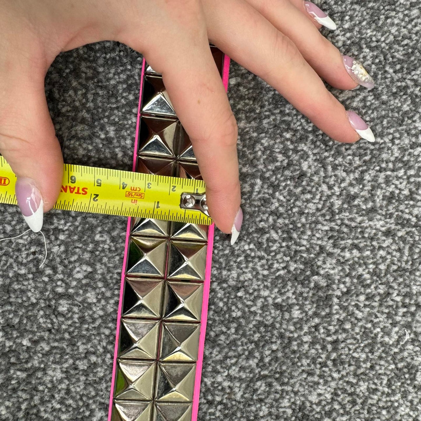 Y2K vintage Lowlife belt genuine leather studded pink silver