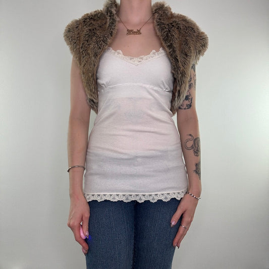 Y2K vintage Jane Norman faux fur cropped gilet shawl