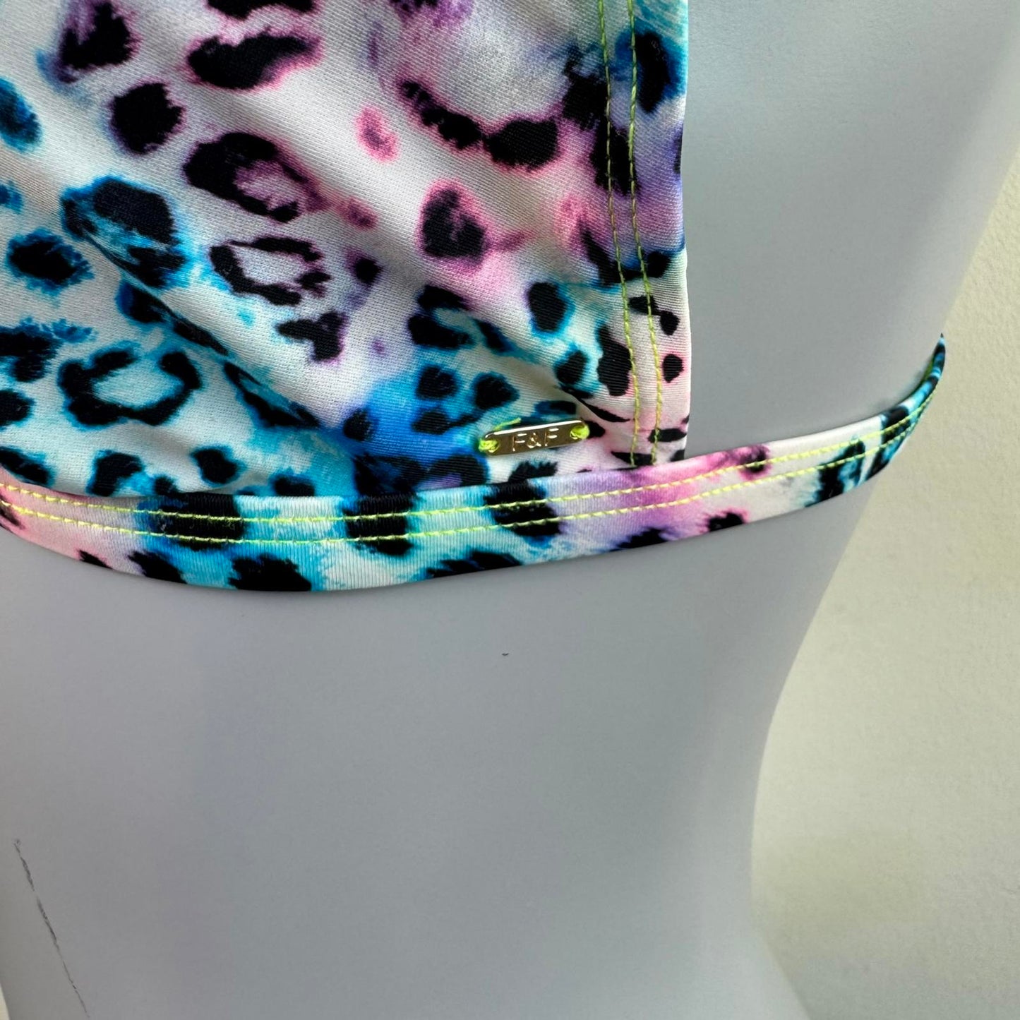 Leopard print rainbow multicolour bikini top swimwear