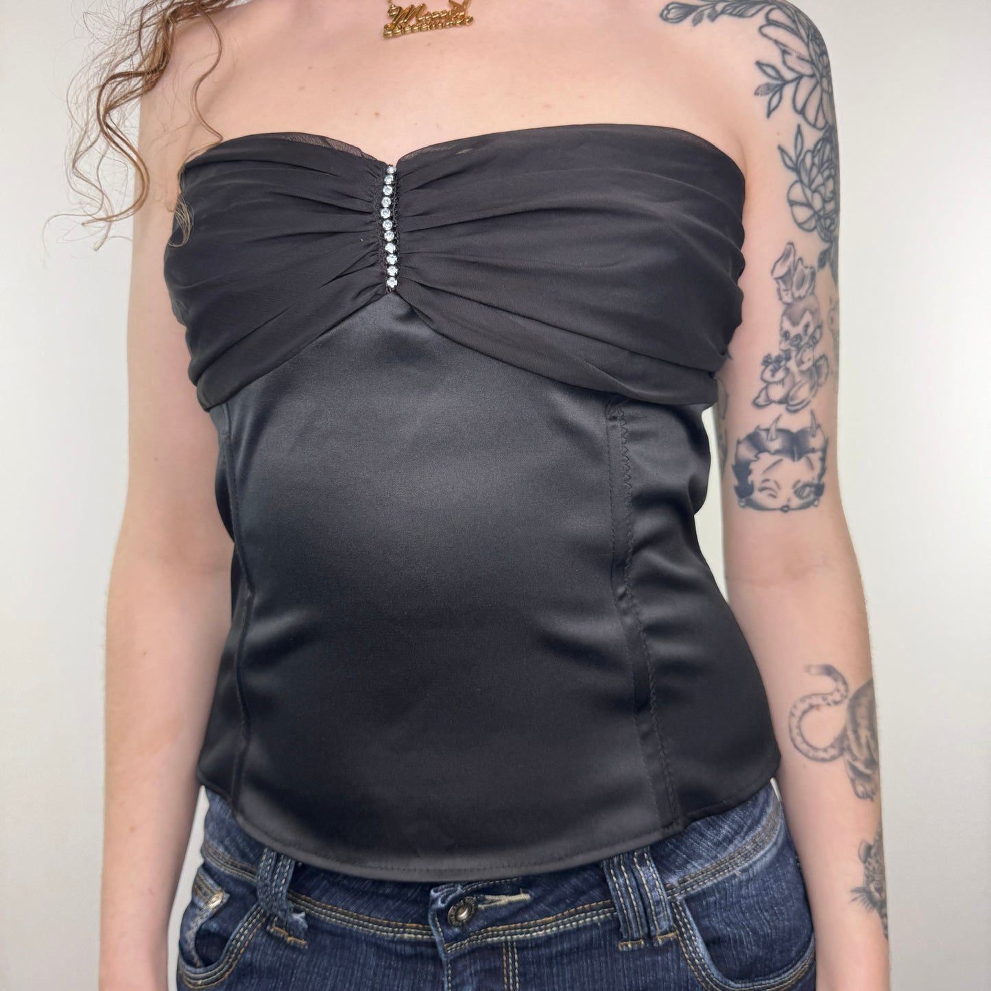 Y2K vintage strapless boned bustier top