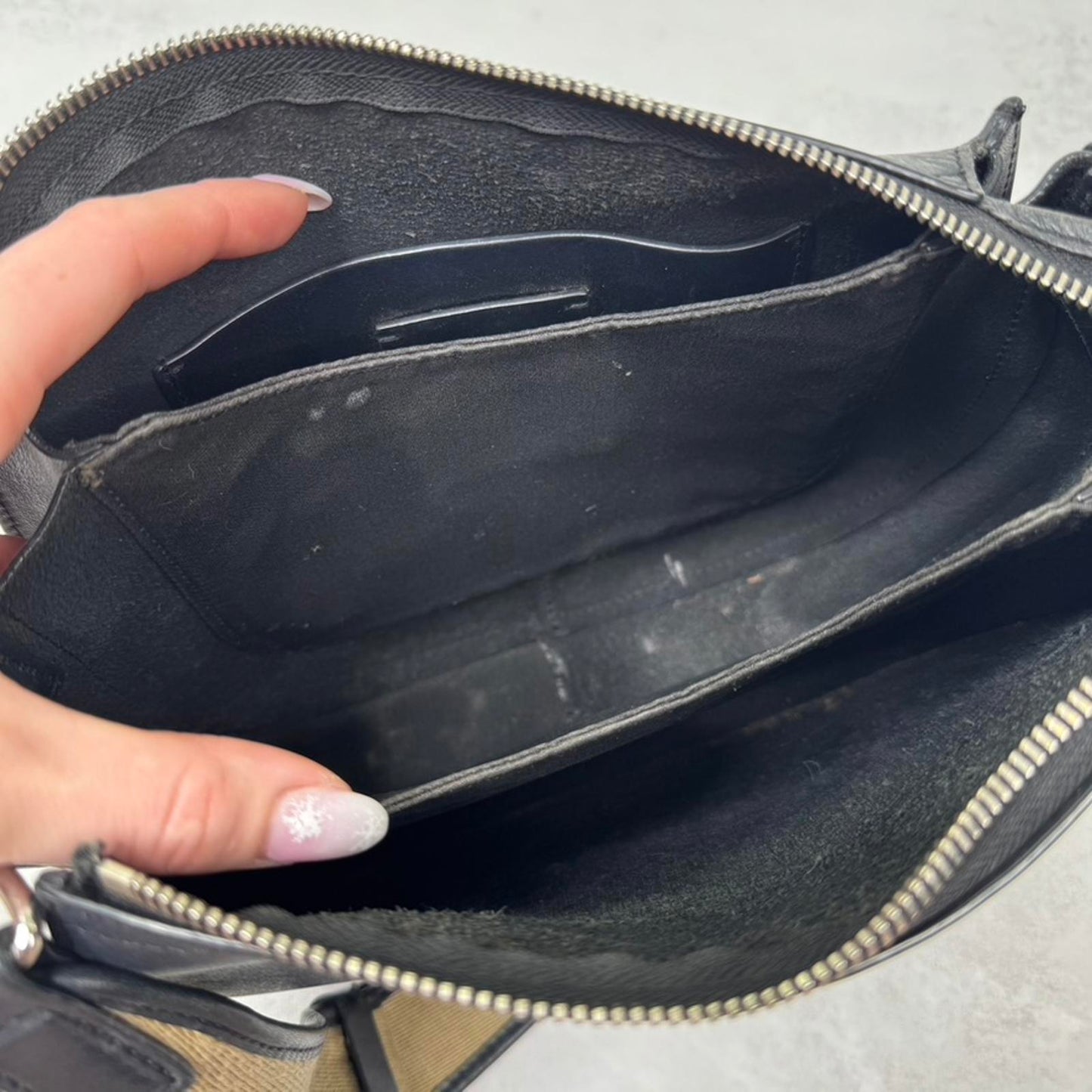 AllSaints Captain Darcy crossbody bag genuine leather circle small canvas zipper