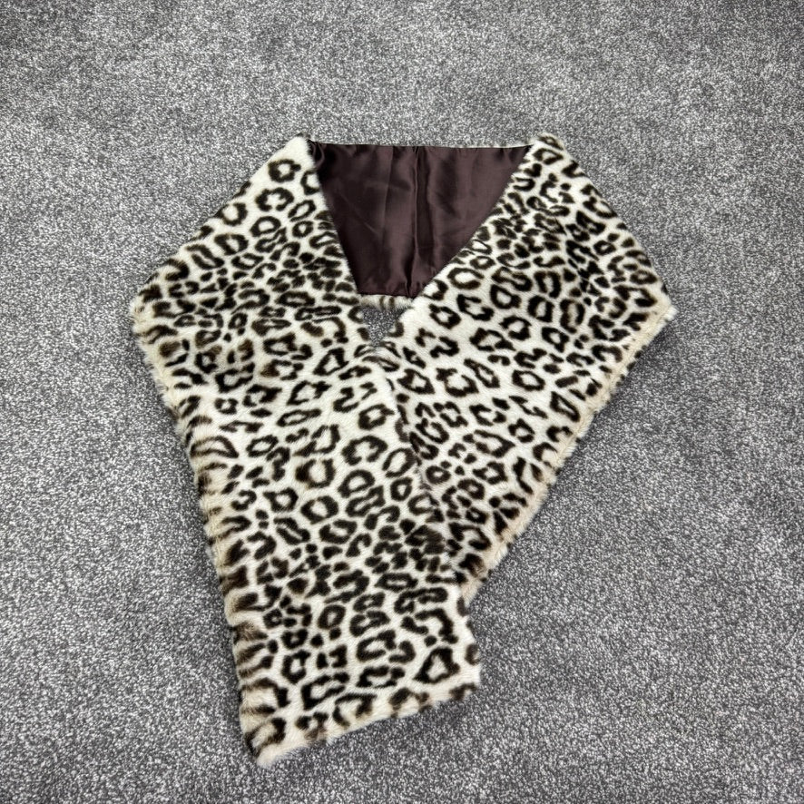 Y2K vintage faux fur leopard scarf
