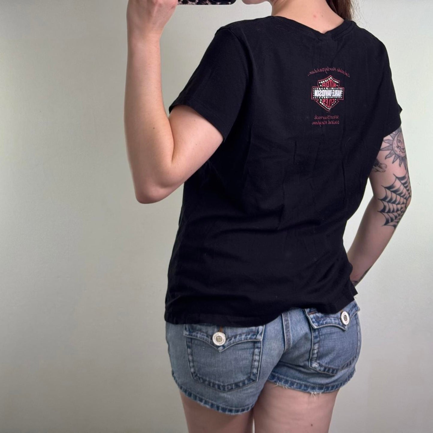 2011 Harley Davidson USA rhinestone t shirt graphic print number one 1 top