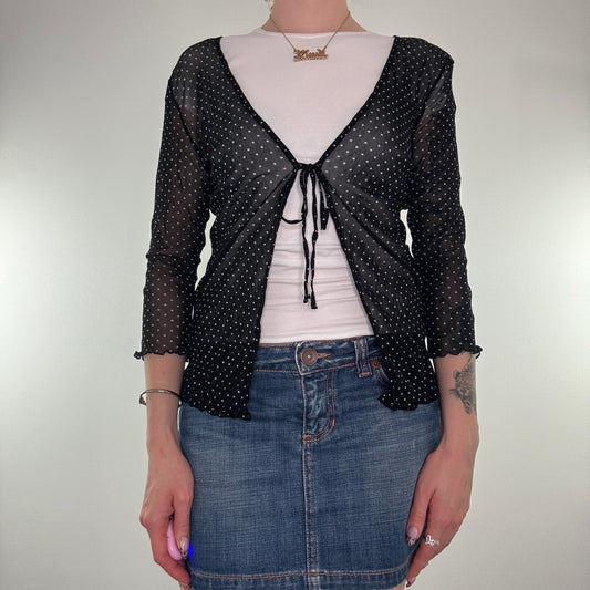 Y2K spotty mesh bow cardigan