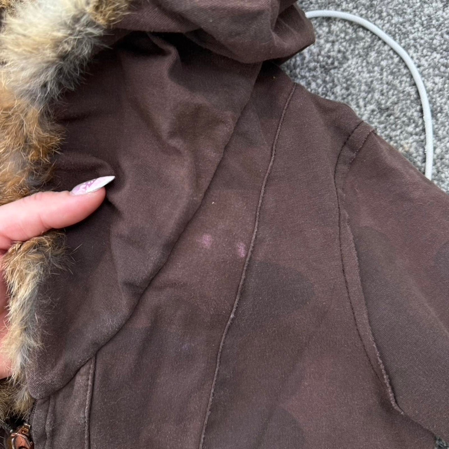 Y2K vintage genuine lapin rabbit fur fitted zip up hoodie camo print archive