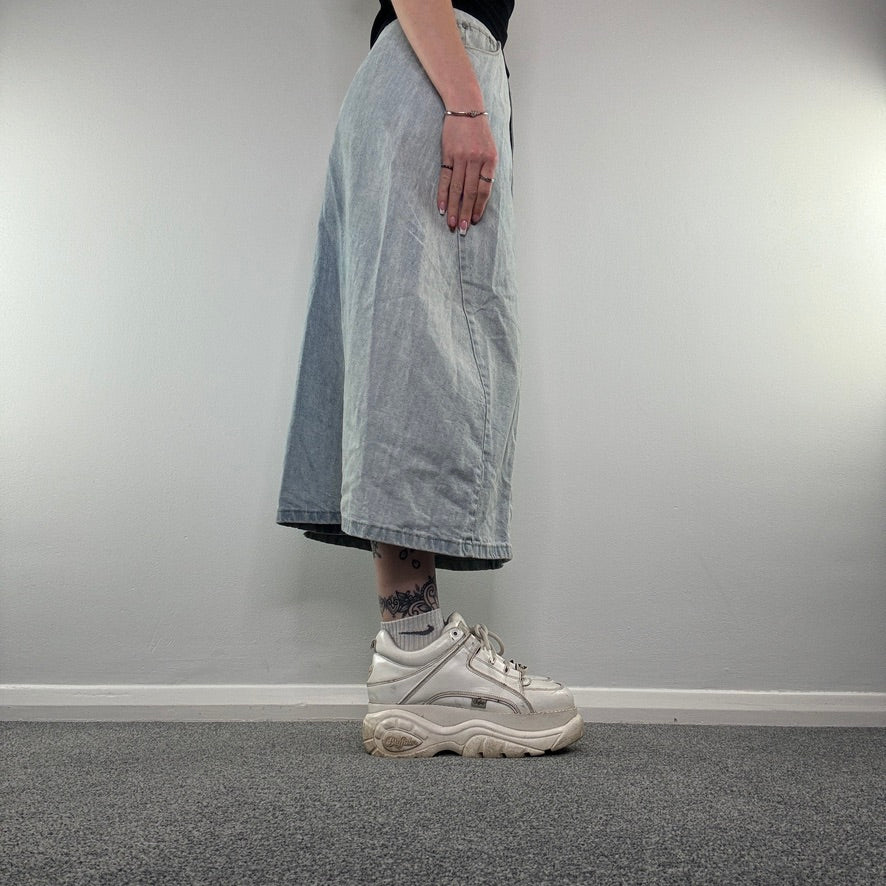 Y2K light blue denim maxi skirt