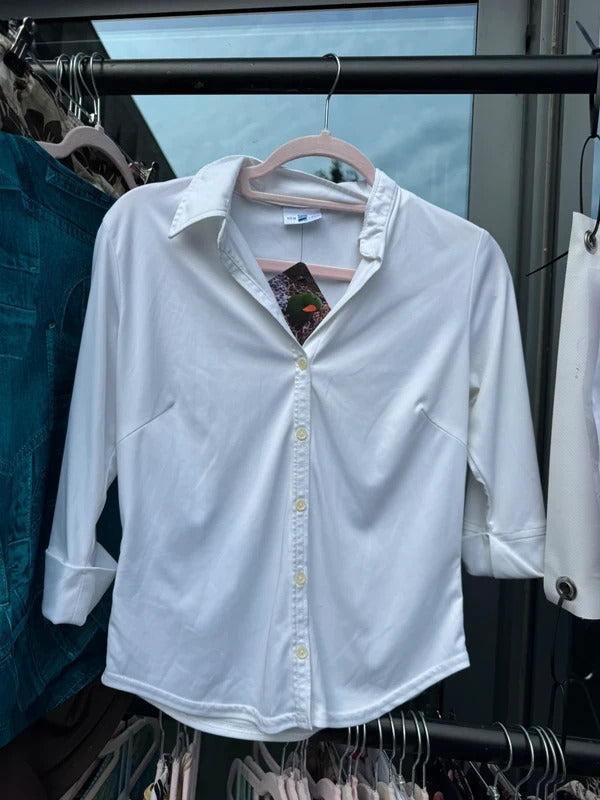 Y2K vintage button up slinky top 3/4 sleeve