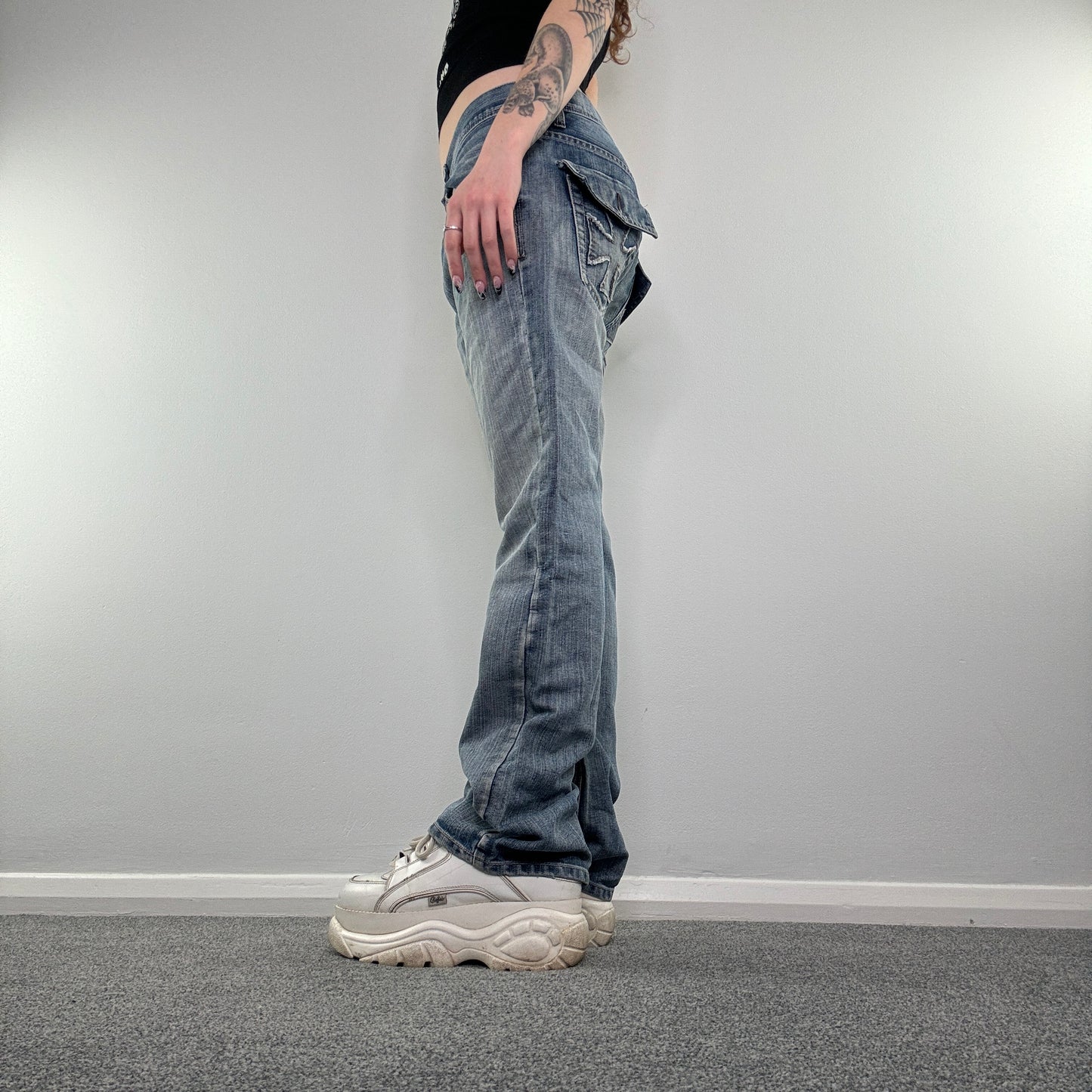 Y2K baggy cross bootcut jeans