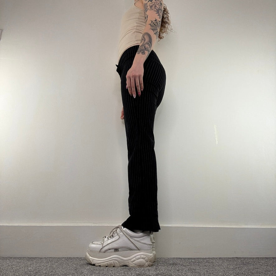 Y2K vintage pinstripe trousers stretchy tailored low rise bootcut