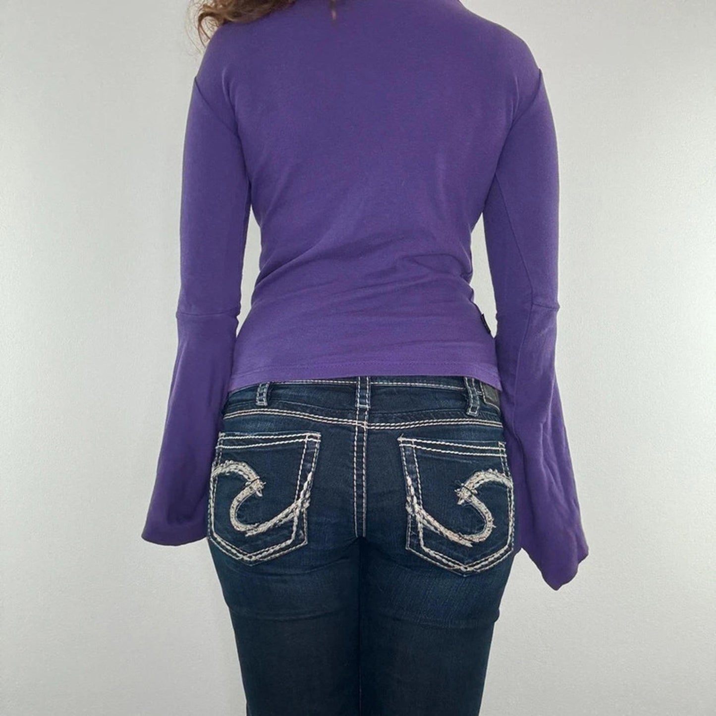 90s Y2K vintage tribal flare long sleeve top gothic alt rose collar