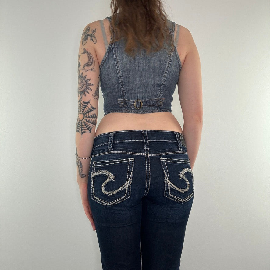 Y2K vintage denim waistcoat top