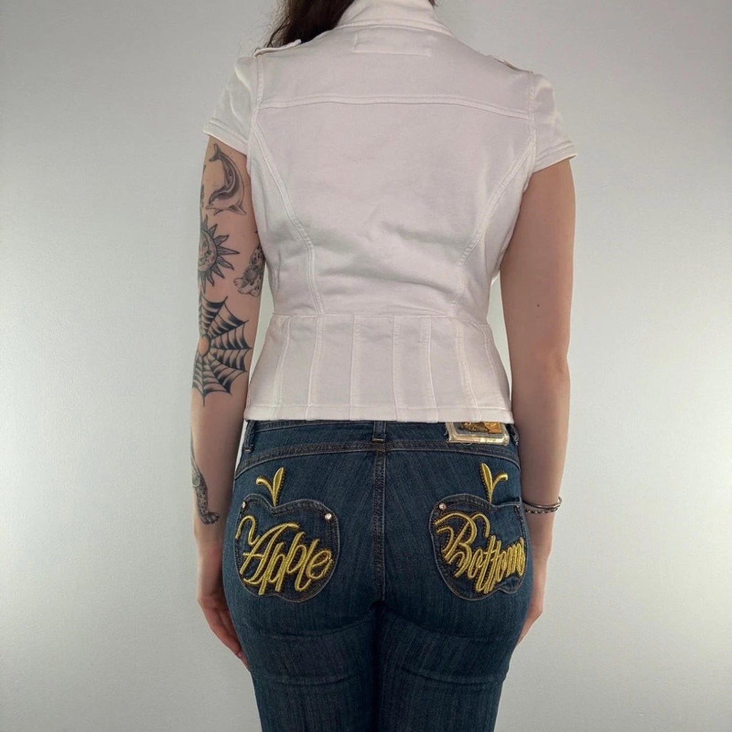 Y2K vintage Jane Norman zip up cap short sleeve jacket v neck zipper fitted