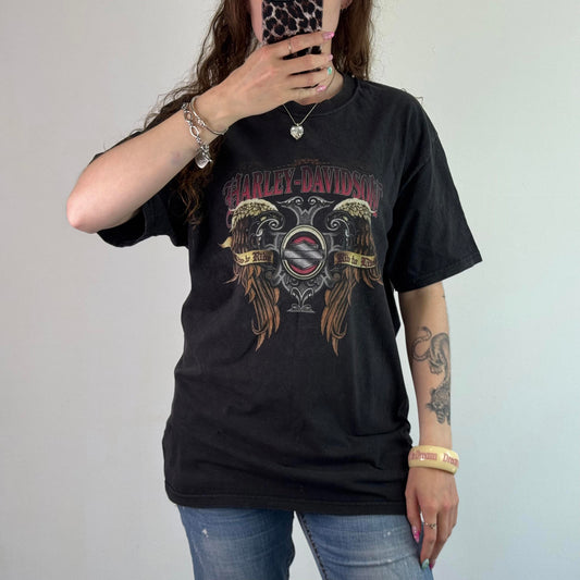 Y2K vintage 2009 Harley Davidson Seattle short sleeve t shirt eagle filigree