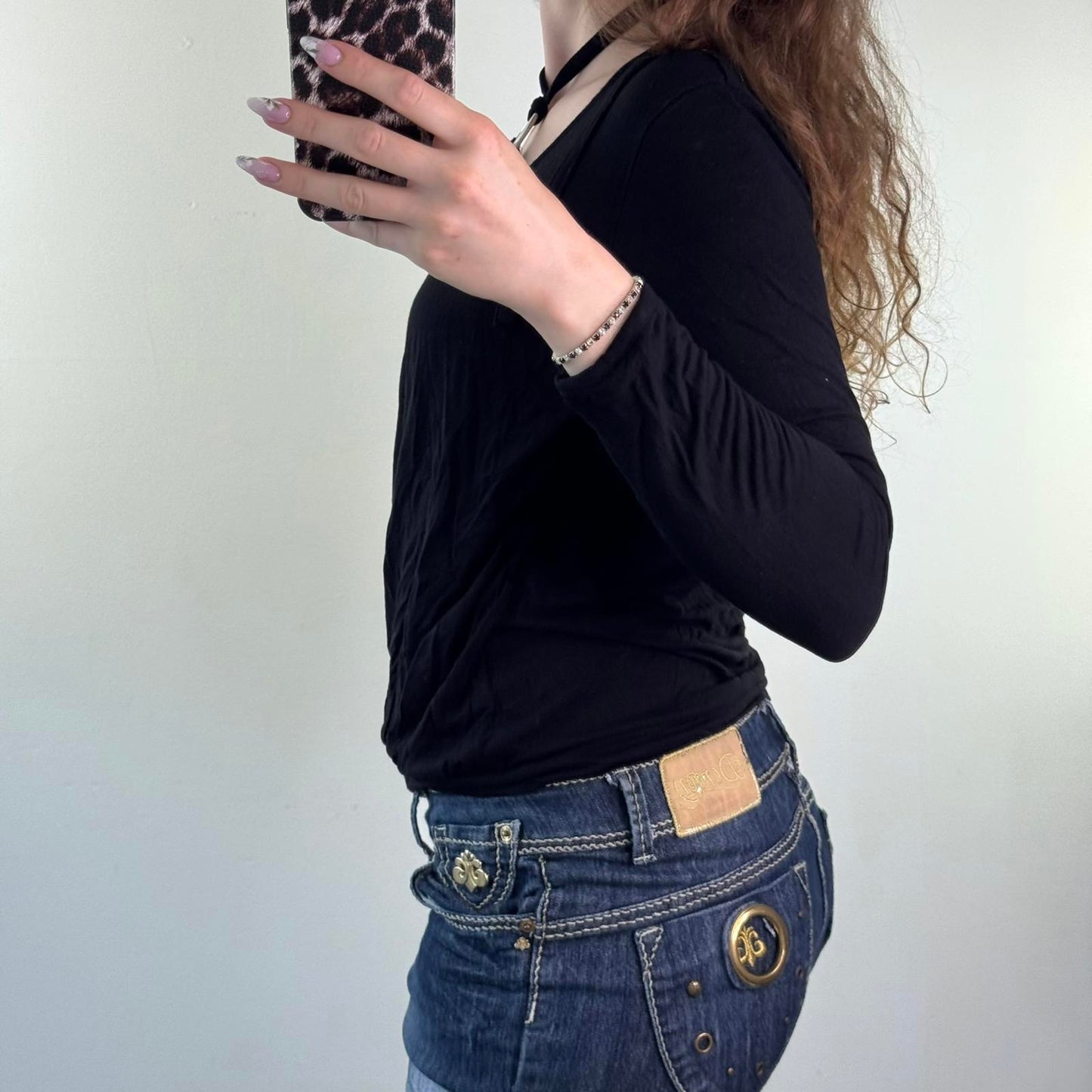 Y2K vintage halter neck o ring long sleeve top