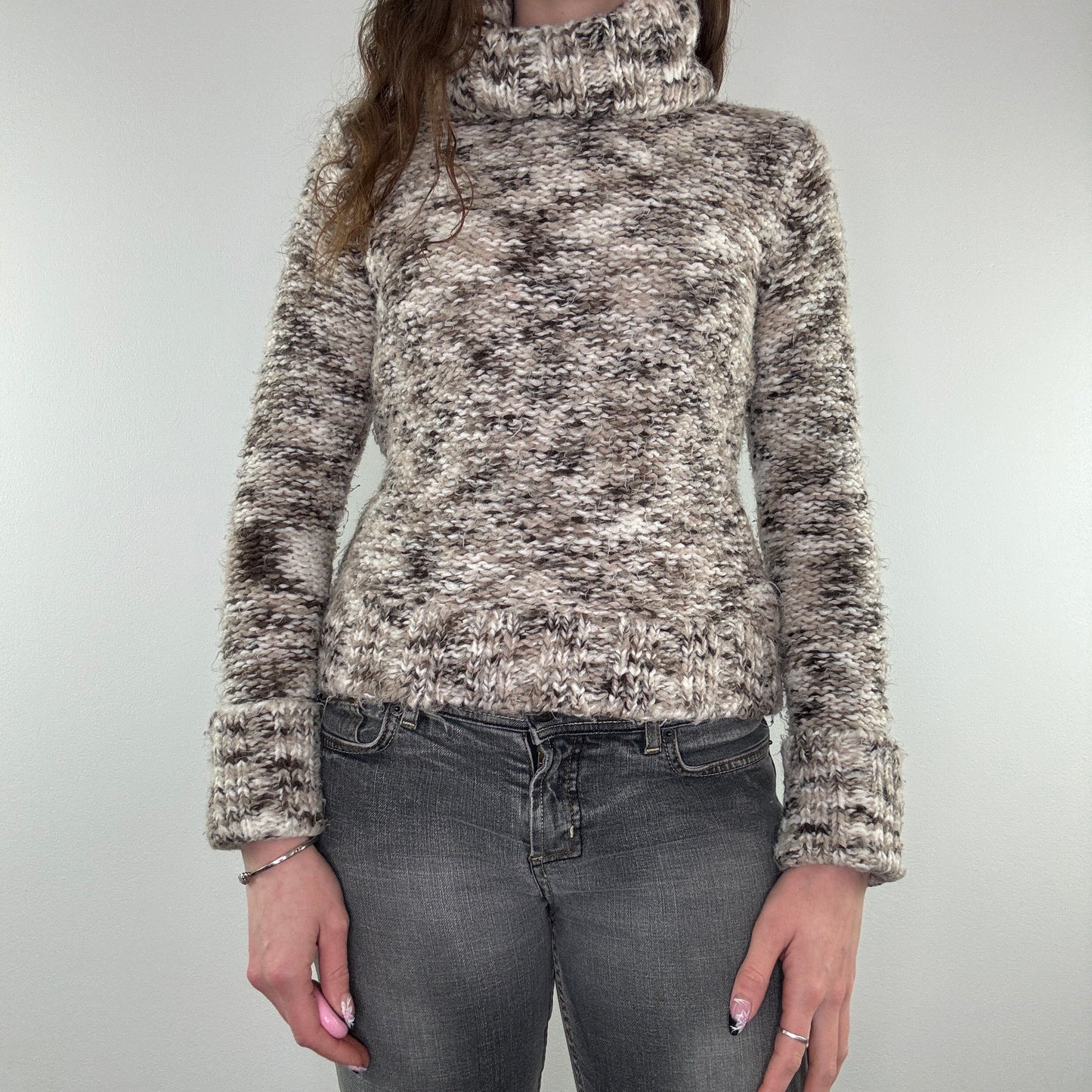 Y2K chunky knit roll neck jumper